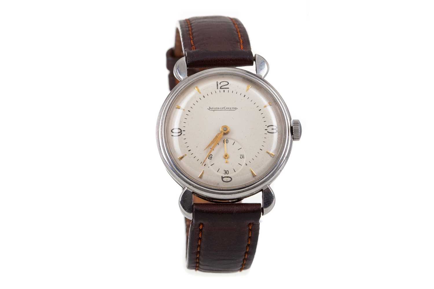 Lot 915 - A GENTLEMAN'S JAEGER LE COULTRE STAINLESS STEEL MANUAL WIND WRIST WATCH