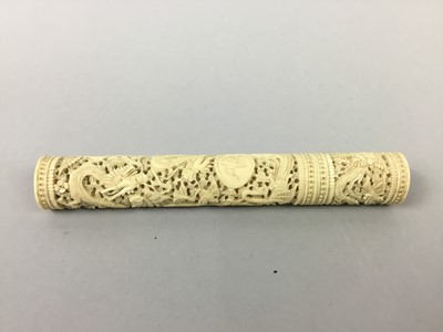 Lot 331 - A LATE 19TH CENTURY CHINESE IVORY NEEDLE CASE