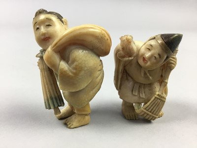 Lot 335 - A LOT OF TWO JAPANESE IVORY NETSUKE