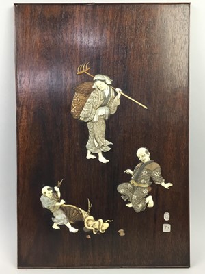 Lot 352 - A JAPANESE MAHOGANY PANEL