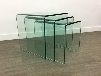 Lot 369 - A CONTEMPORARY GLASS NEST OF THREE TABLES