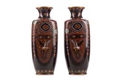 Lot 1168 - A PAIR OF EARLY 20TH CENTURY CHINESE CLOISONNE VASES