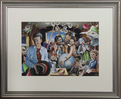 Lot 36 - THE PAPER QUEEN, A WATERCOLOUR BY JIM BROWN