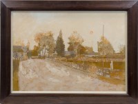 Lot 188 - * LEONARD GRAY RSW, COTTAGE LANE acrylic on...