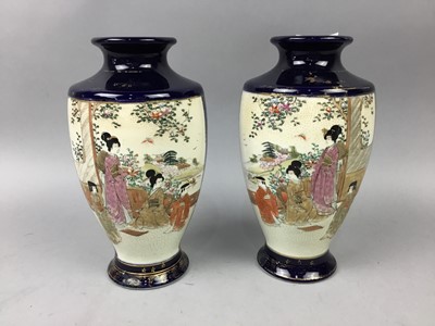 Lot 403 - A PAIR OF JAPANESE SATSUMA VASES