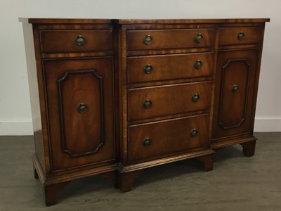 Lot 412 - A REPRODUCTION MAHOGANY BREAKFRONT SIDEBOARD