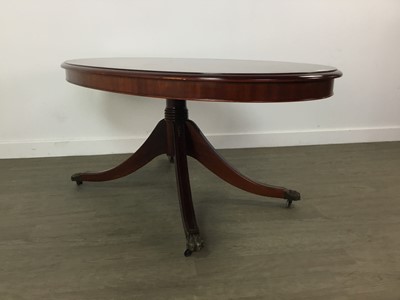 Lot 409 - AN OVAL COFFEE TABLE AND AN OCCAISONAL TABLE