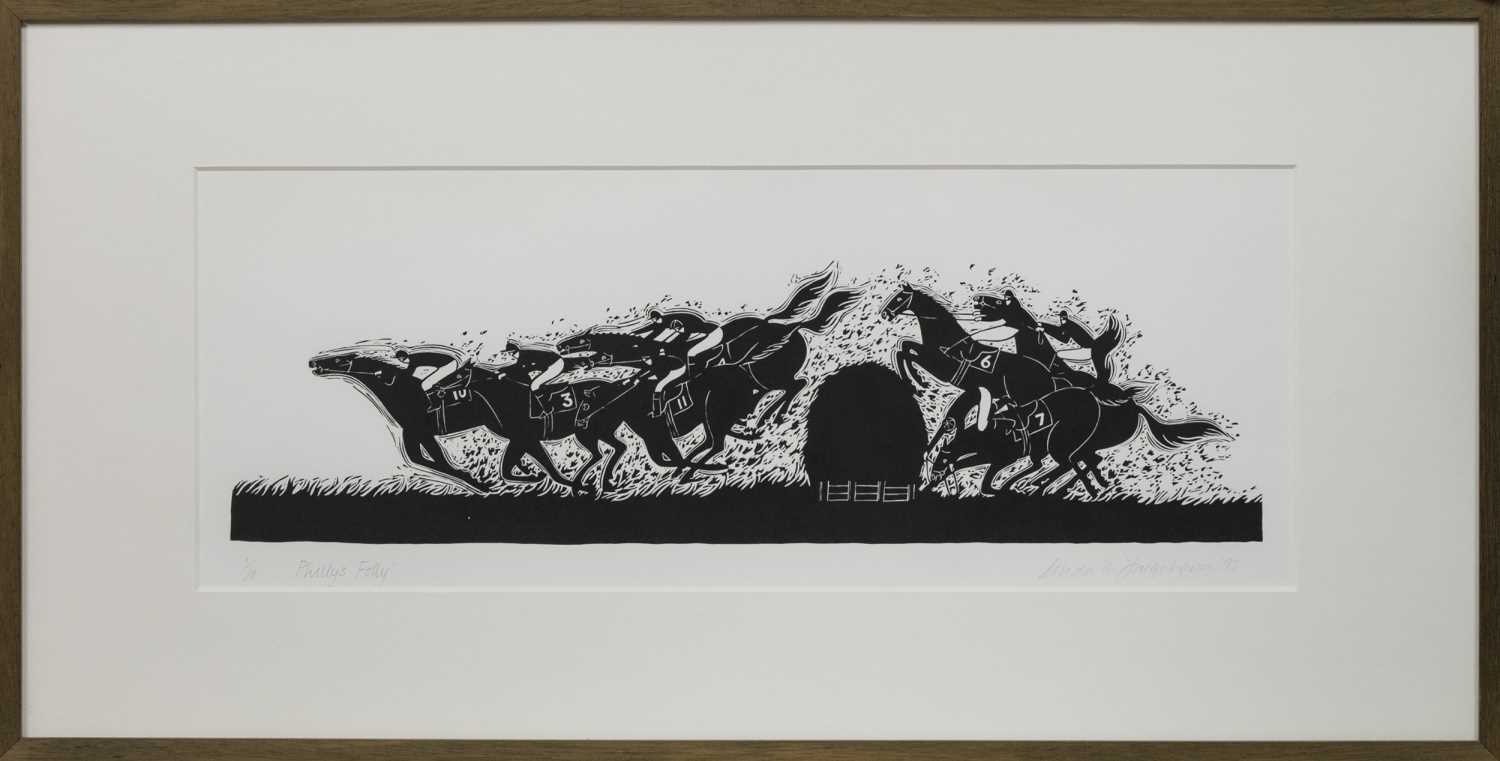 Lot 48 - PHILLY'S FOLLY, A LINOCUT BY LINDA FARQUHARSON