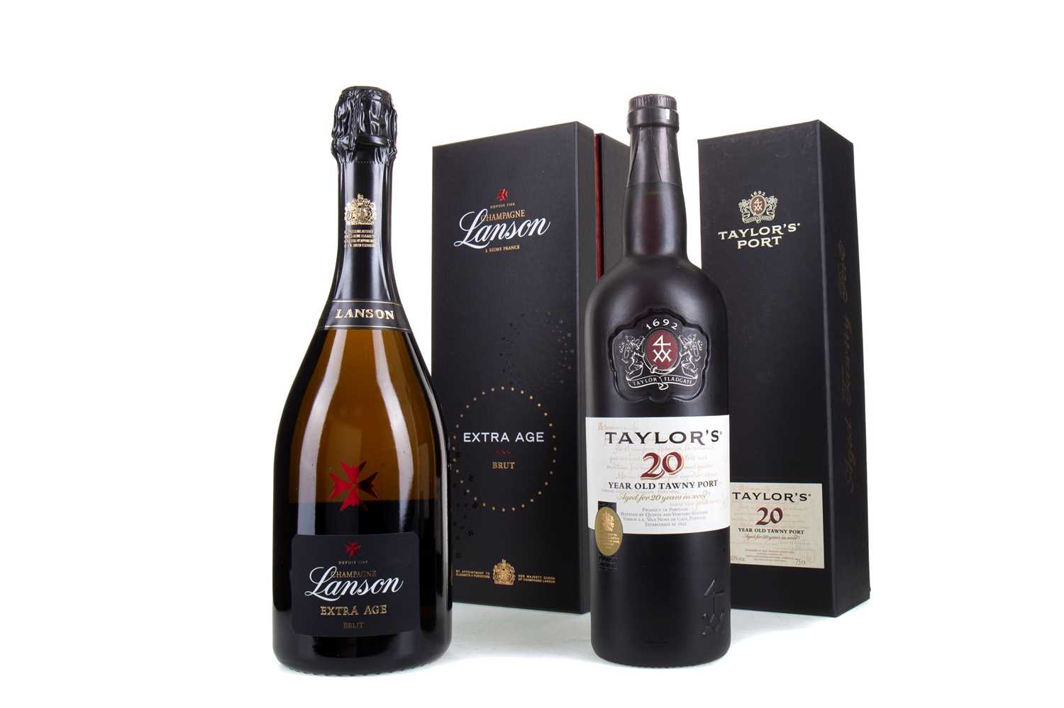 Lot 68 - TAYLOR'S 20 YEAR OLD TAWNY PORT 75CL AND LANSON EXTRA AGE NV CHAMPAGNE 75CL