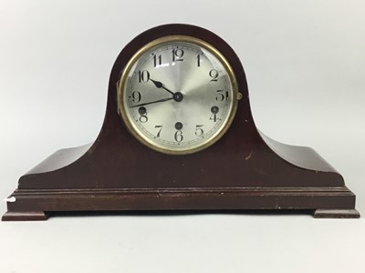 Lot 111 - A MANTEL CLOCK ALONG WITH A VINTAGE IRON AND PAIR OF BINOCULARS