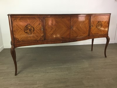 Lot 196 - A KINGWOOD AND MARQUETRY DINING SUITE