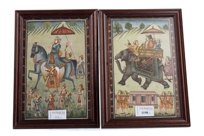 Lot 1198 - A PAIR OF INDO-PERSIAN WATERCOLOURS ON LINEN