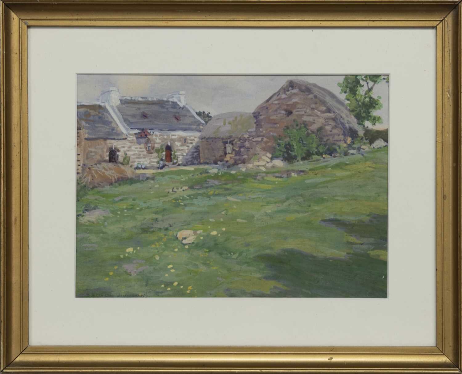 Lot 95 - FARM AND COTTAGES, A WATERCOLOUR BY ERIC HUBBARD