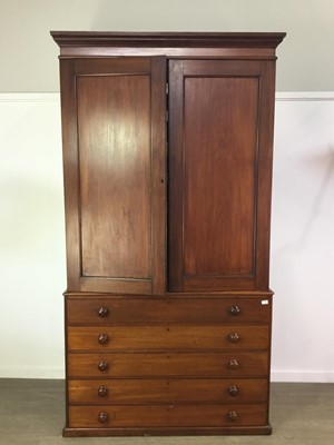 Lot 226 - A VICTORIAN MAHOGANY LINEN CUPBOARD ON CHEST