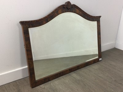 Lot 222 - AN EARLY 20TH CENTURY WALNUT WALL MIRROR