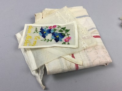 Lot 54 - AN EARLY TO MID 20TH CENTURY NAVAL HANDKERCHIEF AND OTHER TEXTILES
