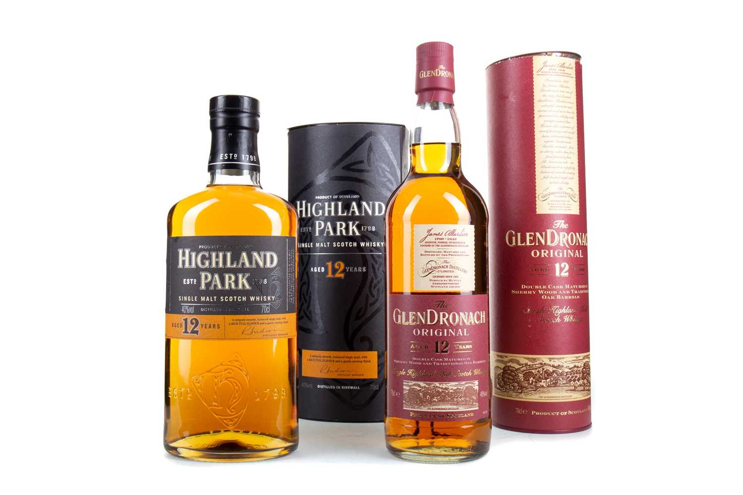 Lot 76 - GLENDRONACH 12 YEAR OLD ORIGINAL AND HIGHLAND PARK 12 YEAR OLD