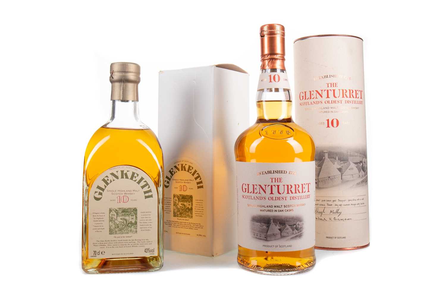 Lot 79 - GLENTURRET 10 YEAR OLD AND GLEN KEITH 10 YEAR OLD