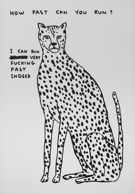 Lot 75 - HOW FAST CAN YOU RUN?, A LITHOGRAPH BY DAVID SHRIGLEY