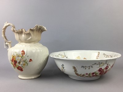 Lot 209 - A 20TH CENTURY EWER AND BASIN AND OTHER CERAMICS