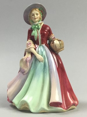 Lot 186 - A PARAGON FIGURE OF 'LADY MARYLIN', A COALPORT FIGURE AND TWO PIN DISHES