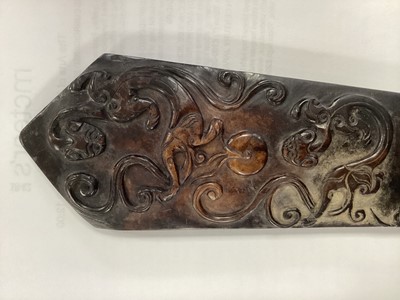 Lot 1187 - A CHINESE RUSSET JADE TABLET