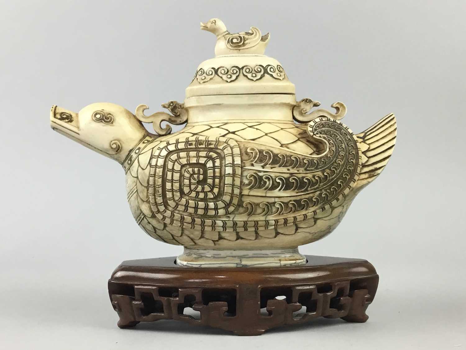 Lot 10 - A CHINESE CARVED IVORY ZOOMORPHIC CENSER