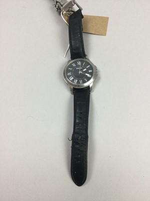 Lot 82 - A GENT'S ARMANI STAINLESS STEEL WRIST WATCH AND ANOTHER WATCH