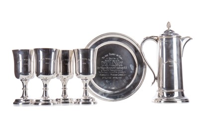 Lot 182 - A PART VICTORIAN AND LATER SILVER COMMUNION SET