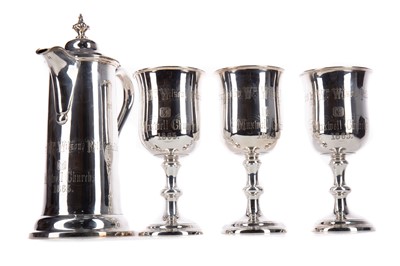 Lot 185 - A VICTORIAN SILVER PLATED COMMUNION SET
