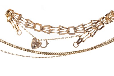 Lot 411 - TWO CHAINS AND A BRACELET