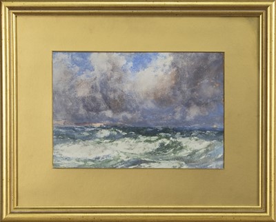 Lot 316 - STORM, MACHRIHANISH, A WATERCOLOUR FROM THE CIRCLE OF WILLIAM MCTAGGART