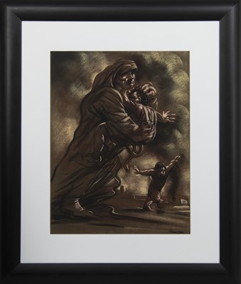 Lot 67 - THE RESCUER, A PASTEL BY PETER HOWSON