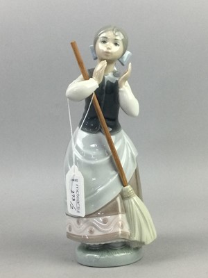 Lot 273 - A LLADRO FIGURE OF A GIRL WITH BROOM AND ANOTHER OF A GIRL AND GOOSE