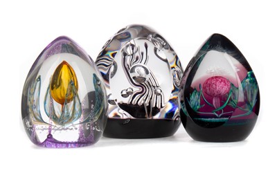 Lot 451 - THREE CAITHNESS GLASS PAPERWEIGHTS