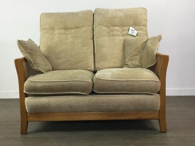 Lot 255 - AN ERCOL TWO SEAT SETTEE AND ARMCHAIR