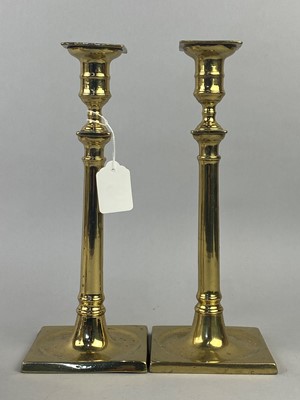 Lot 240 - A PAIR OF BRASS CANDLESTICKS AND OTHER OBJECTS