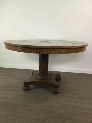 Lot 303 - A WILLIAM IV BURR WALNUT AND MARQUETRY BREAKFAST TABLE