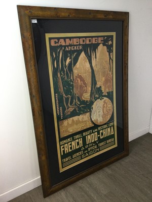 Lot 306 - A REPRODUCTION TRAVEL POSTER FOR CAMBODIA