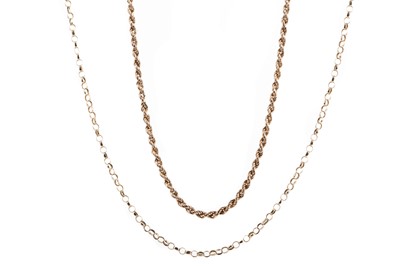 Lot 443 - TWO NINE CARAT GOLD CHAINS