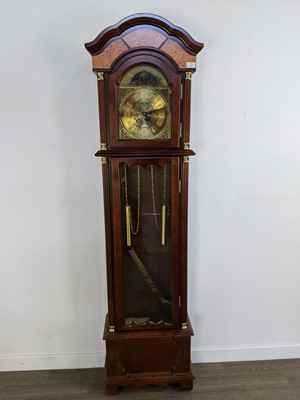 Lot 310 - A REPRODUCTION MAHOGANY GRANDFATHER CLOCK