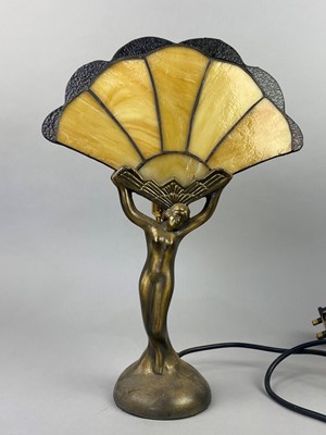 Lot 317 - A BRASS DESK LAMP AND AN ART DECO STYLE TABLE LAMP