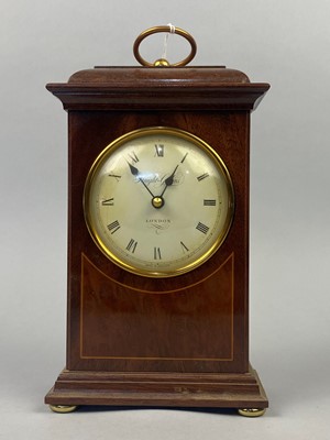 Lot 316 - TWO MODERN MANTEL CLOCKS AND A TRAY