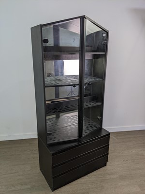 Lot 407 - A BLACK ASH DISPLAY CABINET