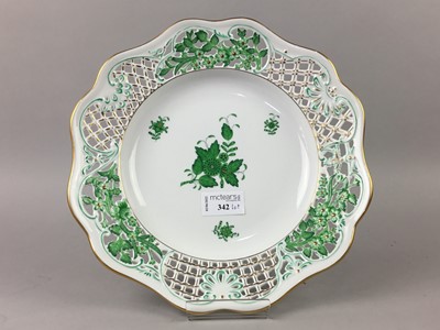 Lot 342 - A HEREND CHINESE BOUQUET RETICULATED PLATE AND OTHERS