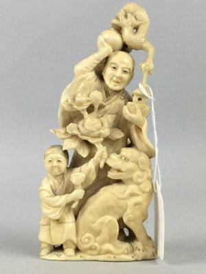 Lot 456 - A JAPANESE CARVED IVORY OKIMONO