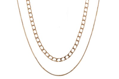 Lot 477 - TWO NINE CARAT GOLD CHAINS