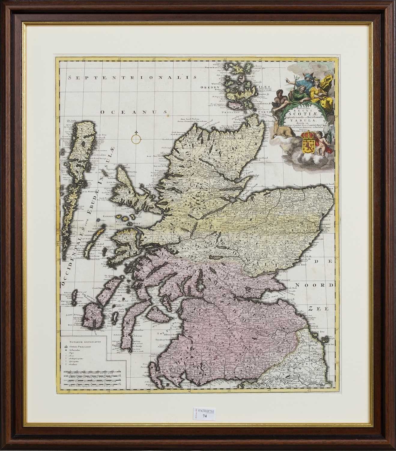 Lot 74 - AN EARLY 18TH CENTURY MAP OF SCOTLAND BY SCHENK