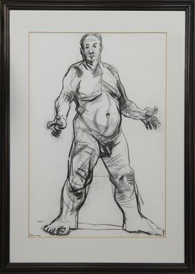 Lot 94 - MALE STUDY, A CHARCOAL BY PETER HOWSON