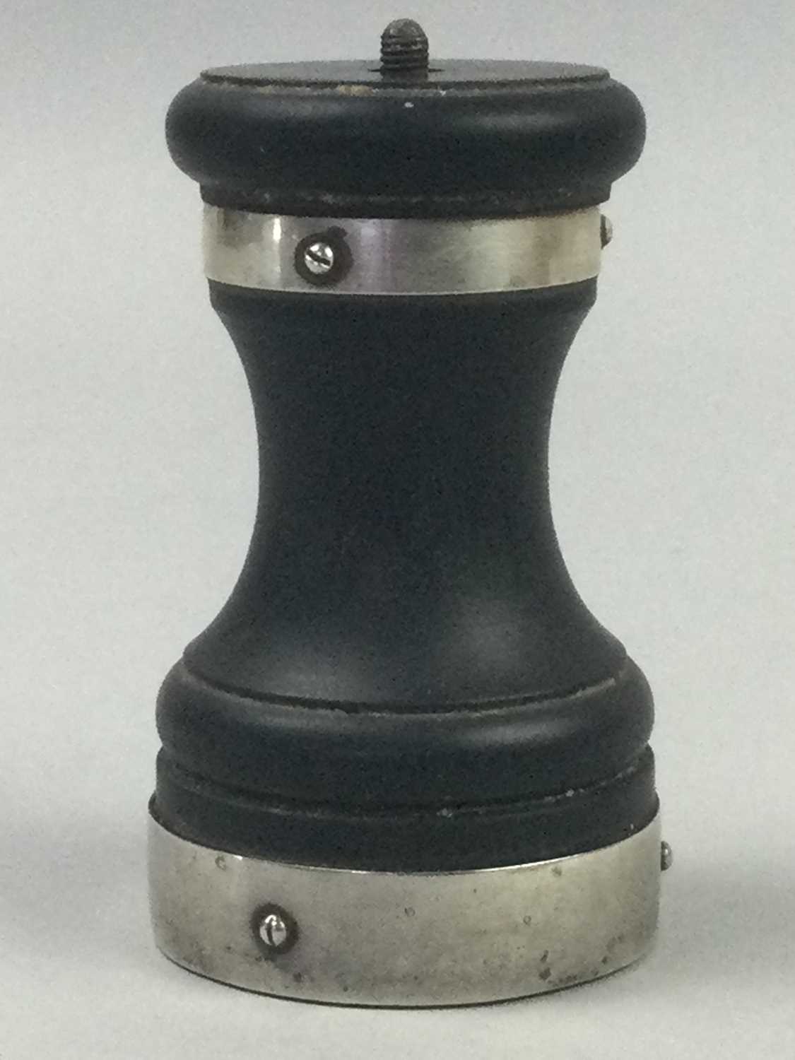 Lot 38 - A SILVER MOUNTED PEPPER MILL ALONG WITH OTHER SILVER AND WHITE METAL ITEMS